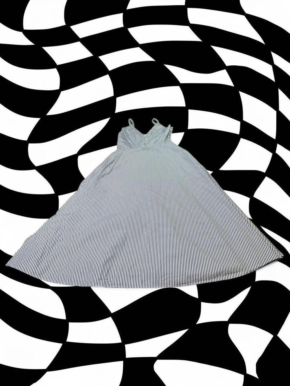 COS white and blue vertical striped dress